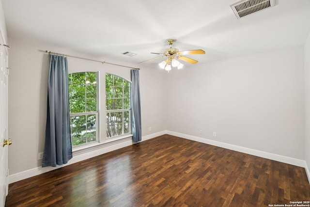 18310 Redwood Path, San Antonio, TX 78259 - empty room featuring a ceiling fan and dark wood finished floors