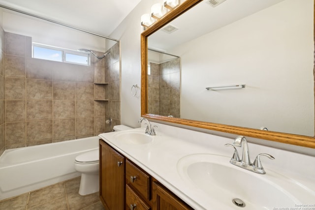 18310 Redwood Path, San Antonio, TX 78259 - bathroom featuring double vanity, bathing tub / shower combination, and tile patterned floors