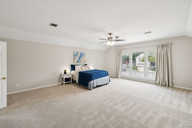 18310 Redwood Path, San Antonio, TX 78259 - bedroom featuring carpet, lofted ceiling, and a ceiling fan