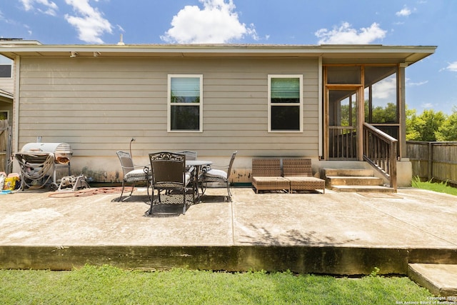 451 Tequila Rnch, San Antonio, TX 78245 - rear view of house with a patio area, a sunroom, and entry steps