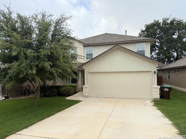 15530 Gray Catbird, San Antonio, TX 78253 - traditional home with stone siding, driveway, and a front yard