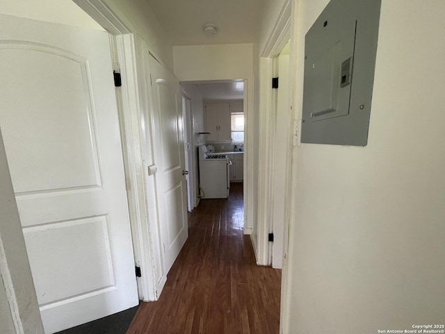 231 Carroll, San Antonio, TX 78225 - corridor with electric panel and dark wood-style flooring