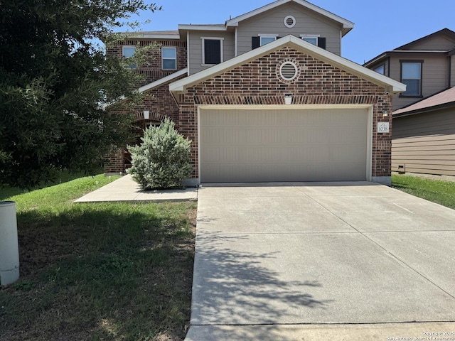 1038 Loma Mesa, San Antonio, TX 78214 - view of front of home featuring brick siding, an attached garage, and concrete driveway