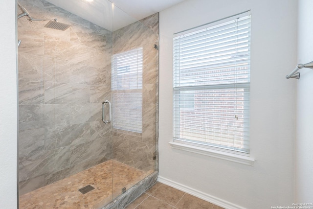 20131 Silver, San Antonio, TX 78259 - bathroom with a stall shower, tile patterned flooring, and plenty of natural light