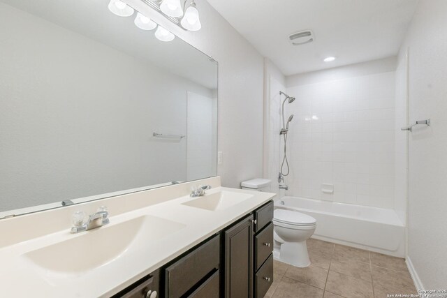 20131 Silver, San Antonio, TX 78259 - bathroom featuring double vanity, tile patterned floors, and bathing tub / shower combination