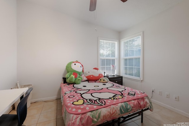 4914 Neer Ave, San Antonio, TX 78213 - bedroom featuring light tile patterned floors and a ceiling fan