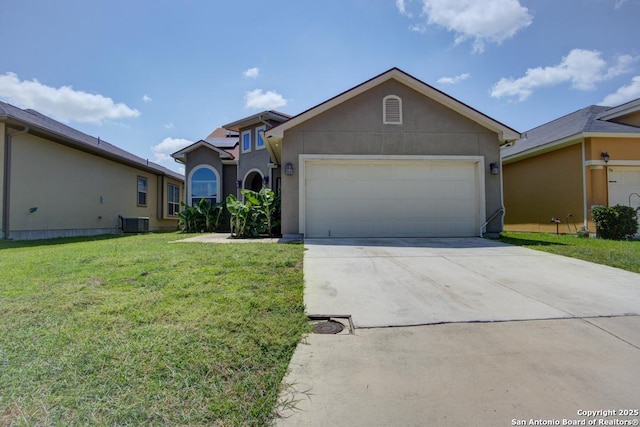 3915 Bacall, Converse, TX 78109 - view of front facade with a front yard, a garage, driveway, and stucco siding