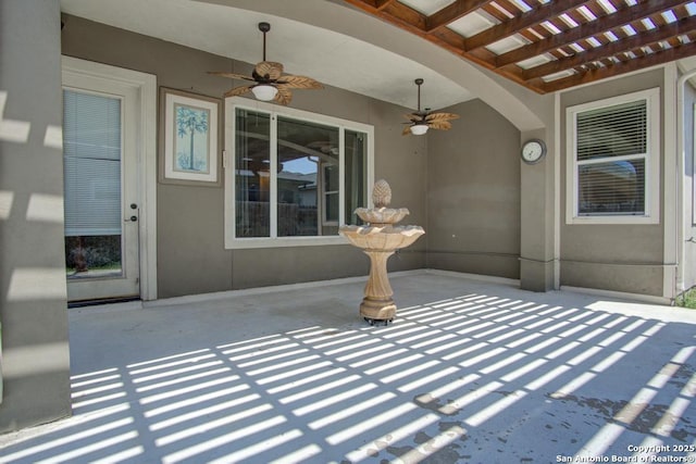 3915 Bacall, Converse, TX 78109 - view of patio featuring a ceiling fan and a pergola