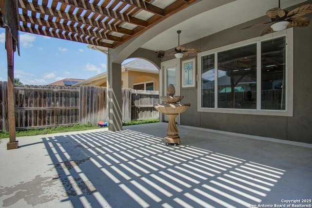 3915 Bacall, Converse, TX 78109 - view of patio with a ceiling fan and a pergola