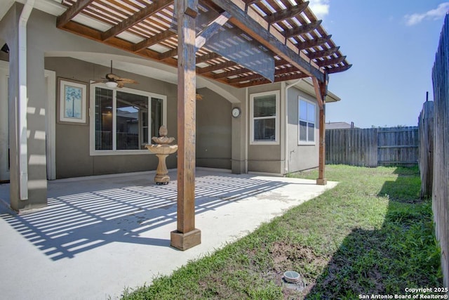 3915 Bacall, Converse, TX 78109 - view of patio / terrace with a pergola and ceiling fan