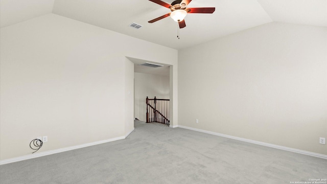 12618 Ozona Rnch, San Antonio, TX 78245 - unfurnished room with vaulted ceiling, a ceiling fan, and carpet