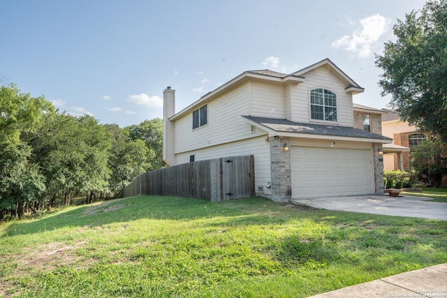 9534 Anderson Way, Converse, TX 78109 - view of property exterior featuring a garage, driveway, and a chimney