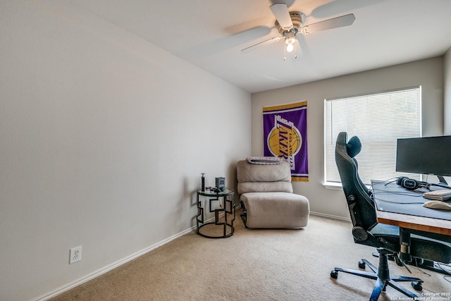 9406 Gillcross, San Antonio, TX 78250 - carpeted home office featuring ceiling fan and baseboards