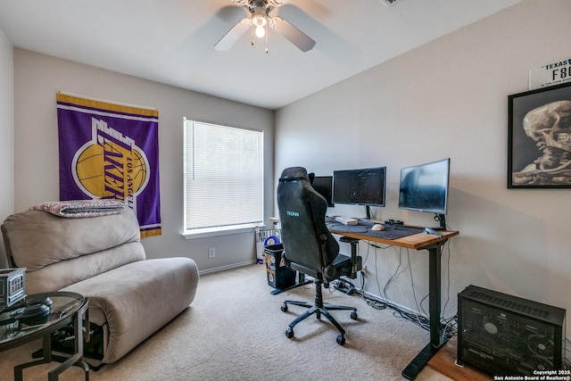 9406 Gillcross, San Antonio, TX 78250 - carpeted office space with ceiling fan and baseboards
