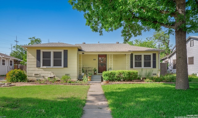 110 W Hermine Blvd, San Antonio, TX 78212 - view of front of house with a front lawn, crawl space, covered porch, and a shingled roof