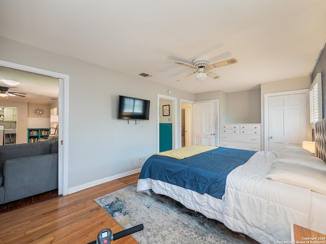 110 W Hermine Blvd, San Antonio, TX 78212 - bedroom featuring wood finished floors and ceiling fan
