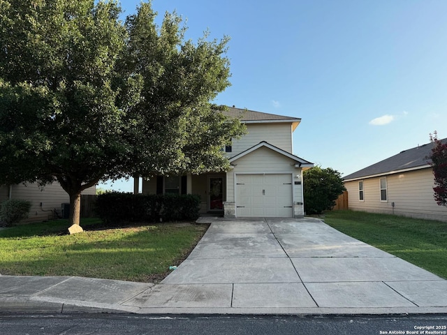 6922 Lunar, Converse, TX 78109 - obstructed view of property with a front yard, a garage, and concrete driveway