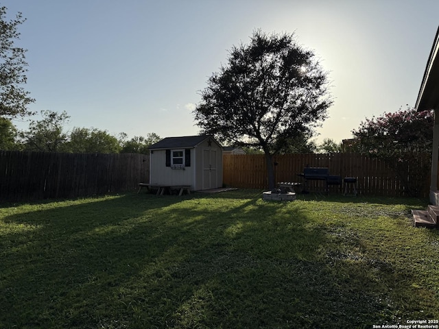 6922 Lunar, Converse, TX 78109 - fenced backyard featuring a storage unit