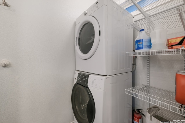 539 Rittiman, San Antonio, TX 78209 - washroom with stacked washer / dryer