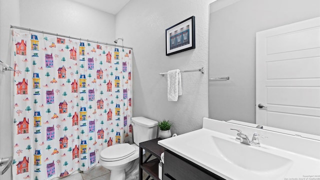 6314 Hibiscus Fls, San Antonio, TX 78218 - bathroom featuring vanity, curtained shower, and tile patterned flooring