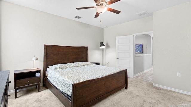6314 Hibiscus Fls, San Antonio, TX 78218 - bedroom with light colored carpet and a ceiling fan