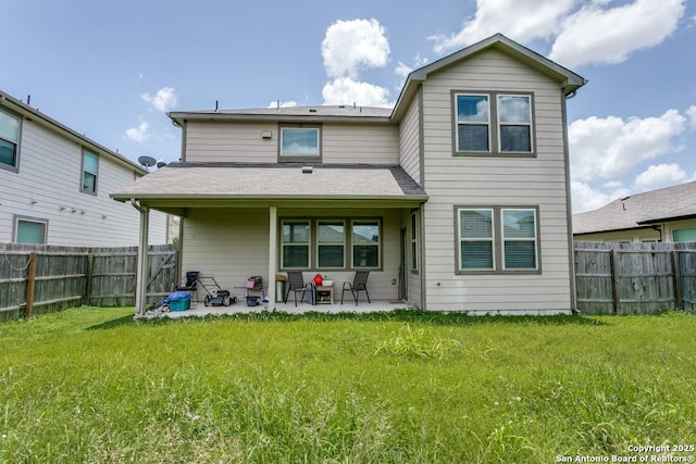 6723 Dashmoor, San Antonio, TX 78244 - rear view of property with a patio area, a fenced backyard, and a shingled roof