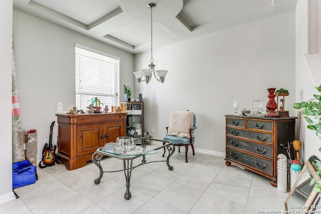 6723 Dashmoor, San Antonio, TX 78244 - living area featuring light tile patterned floors and a chandelier