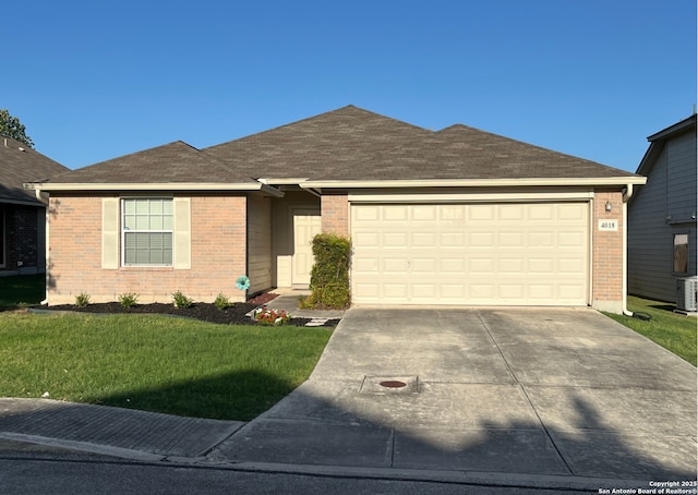 4018 Matson Mnr, Converse, TX 78109 - ranch-style house featuring brick siding, driveway, a front lawn, and an attached garage