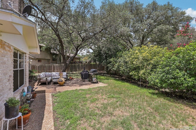 2019 Crooked, San Antonio, TX 78232 - fenced backyard with an outdoor living space and a patio