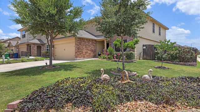 702 Pelican Pt, San Antonio, TX 78221 - obstructed view of property with concrete driveway, brick siding, and a garage