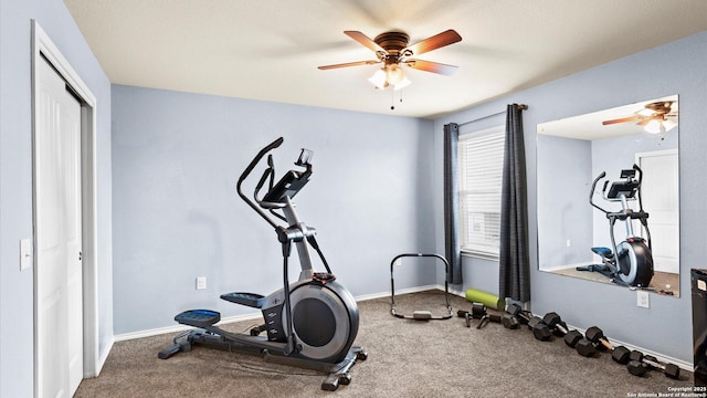 702 Pelican Pt, San Antonio, TX 78221 - workout room with a ceiling fan and carpet