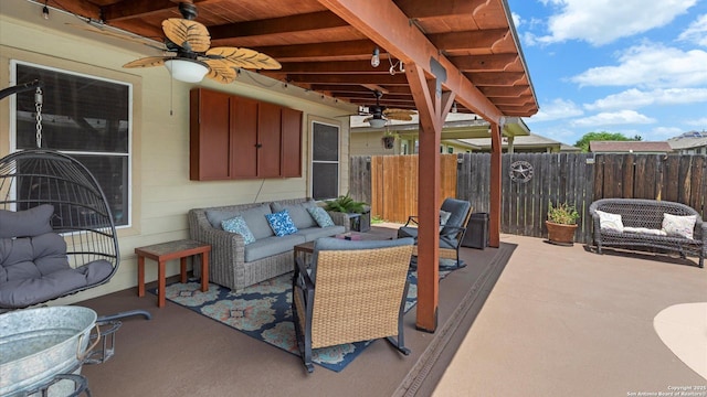 702 Pelican Pt, San Antonio, TX 78221 - view of patio / terrace with a ceiling fan and an outdoor hangout area