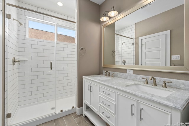 7934 Teak Ln, San Antonio, TX 78209 - full bathroom with a stall shower and double vanity