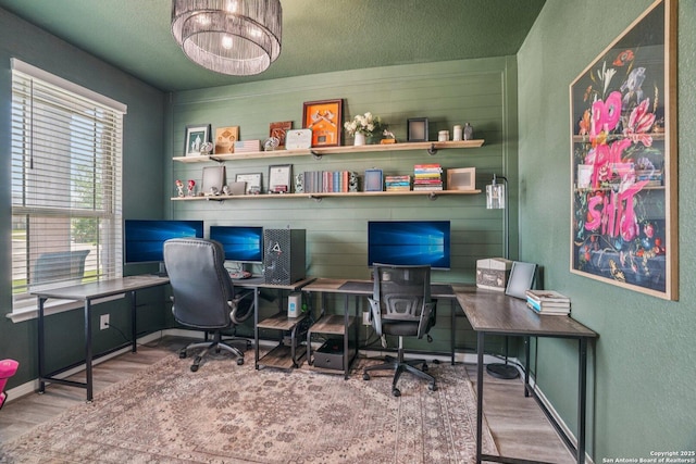 4931 Ranahan Pass, Saint Hedwig, TX 78152 - office area featuring wood finished floors, a textured wall, and a textured ceiling