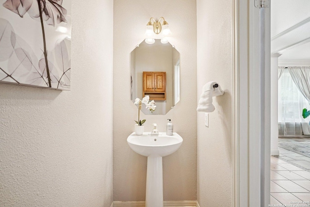 1159 Bluff Frst, San Antonio, TX 78248 - bathroom featuring tile patterned flooring and a textured wall