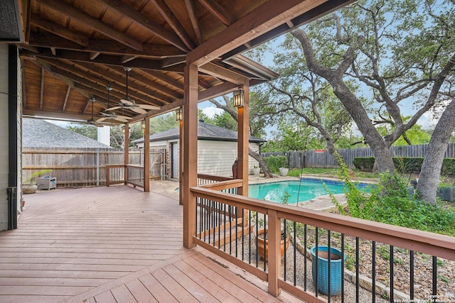 1159 Bluff Frst, San Antonio, TX 78248 - wooden deck with a fenced backyard and ceiling fan