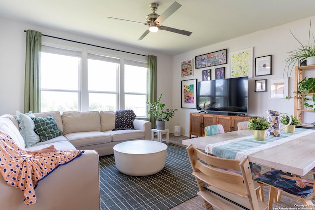 5944 Sterling Vw, Schertz, TX 78108 - living room featuring ceiling fan and baseboards