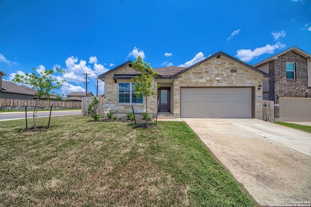 3008 Pemberton Post, San Antonio, TX 78245 - ranch-style home featuring stone siding, an attached garage, and concrete driveway