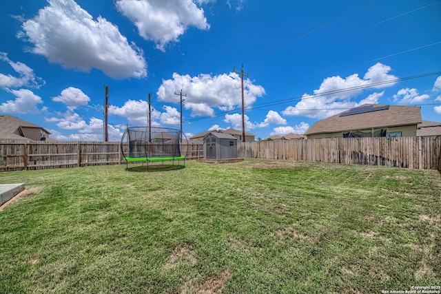 3008 Pemberton Post, San Antonio, TX 78245 - fenced backyard featuring a storage shed and a trampoline