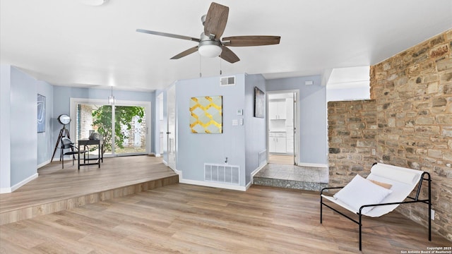 1318 Mount Vieja, San Antonio, TX 78213 - living area featuring wood finished floors and ceiling fan