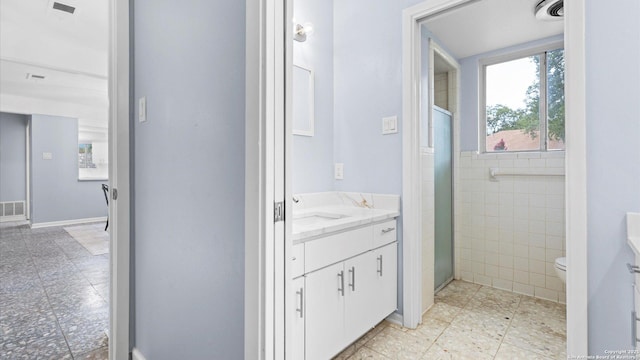 1318 Mount Vieja, San Antonio, TX 78213 - bathroom with vanity and a stall shower