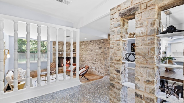 1318 Mount Vieja, San Antonio, TX 78213 - interior space with a lit fireplace