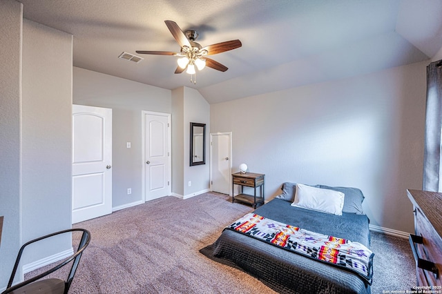 13942 Evelina, San Antonio, TX 78253 - bedroom featuring carpet, lofted ceiling, and a ceiling fan