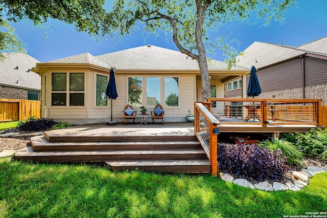13942 Evelina, San Antonio, TX 78253 - rear view of property with a wooden deck