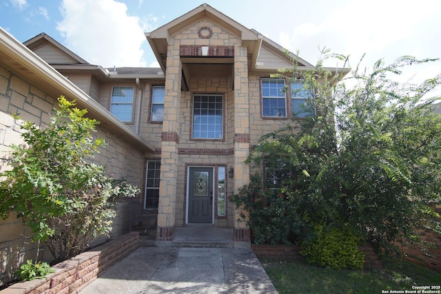 24123 Horse Pr, San Antonio, TX 78261 - entrance to property featuring stone siding