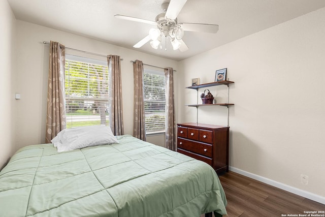 9235 Everton, San Antonio, TX 78245 - bedroom featuring dark wood-type flooring and ceiling fan