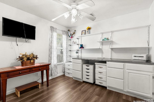 9235 Everton, San Antonio, TX 78245 - office space featuring dark wood-style floors and ceiling fan