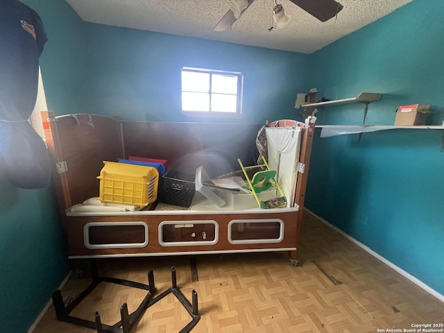 5212 Vinecrest, Kirby, TX 78219 - bedroom featuring a textured ceiling and a ceiling fan