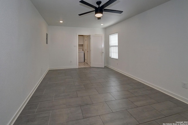 5738 Brenda Ln, San Antonio, TX 78240 - spare room with washer / clothes dryer, a ceiling fan, and recessed lighting