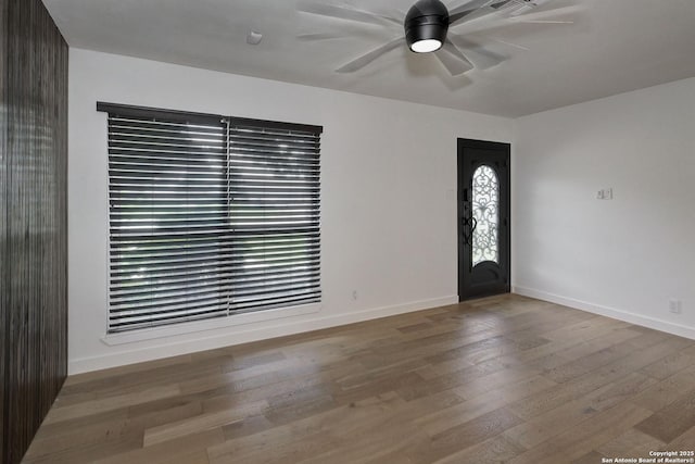 5738 Brenda Ln, San Antonio, TX 78240 - entryway featuring ceiling fan and wood finished floors